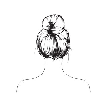 recommend clip art: Hand-drawn girl with messy hairstyle - hair bun. Mom lifestyle clip art for prints