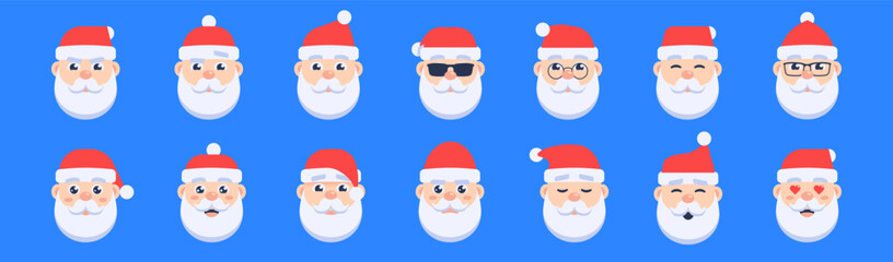 Santa Claus. Santa face. Cartoon style. Vector