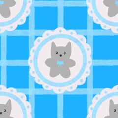 Kitten seamles pattern for children and nursery, cat pattern