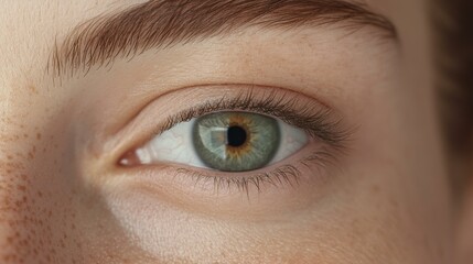 Fototapeta premium closeup of a beautiful girl's blue eye with eyelashes, a tear dot, eyeball and pupil, blue and gold mascara, body painting