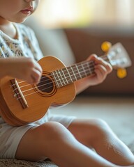 Fototapeta premium Young Woman Playing Ukulele