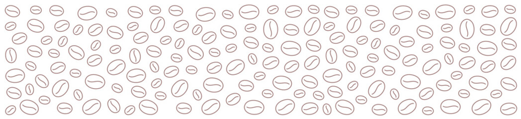 Coffee Beans Background Pattern - Vector Illustration. Editable outline stroke line.