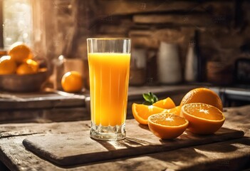 Bright Beginnings: A Glass of Fresh Orange Juice in Morning Light