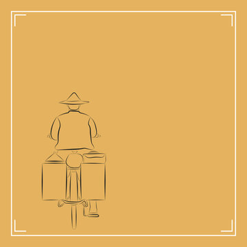 post template for Instagram and social media with an illustration of a cycling trader