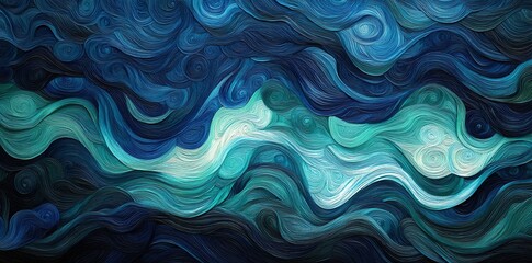 Obraz premium Abstract blue and green wavy pattern background.