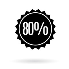 Label sale, red 80% off sale sticker	