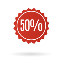 Label, Label sale, red sale sticker, 50% sale off	