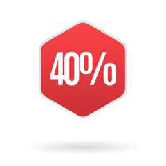 Label, Label sale, red sale sticker, 40% sale off	
