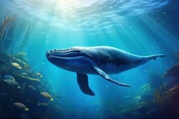 Fototapeta premium Underwater whale outdoors animal.