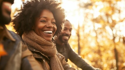 Joyful Couple Enjoying Autumn Outdoors