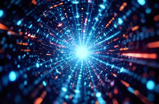 Abstract modern animated futuristic neon tunnel background or backdrop