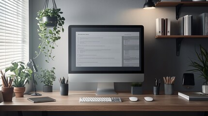 Modern Organized Workspace with Presentation Screen