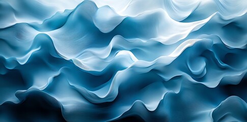 Obraz premium Abstract blue and white wavy pattern, like flowing water or a soft, silky fabric.