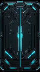 Obraz premium A sleek black panel with glowing blue lines highlights a modern design