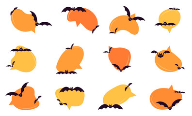 Halloween speech bubble collection with bat in cartoon style