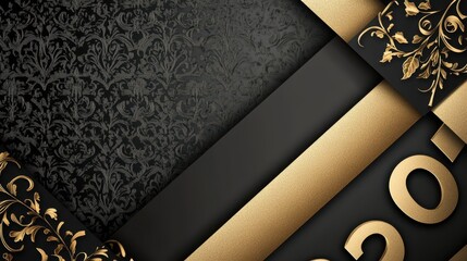 Black and gold textured design with patterns, perfect for festive events and invitations