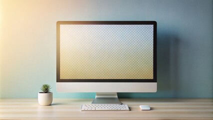 Fototapeta premium A modern, clean, and minimalist website design concept featuring a blank desktop screen with a subtle grid pattern and soft gradient background colors.