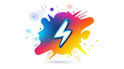 Obraz premium An abstract design with a lightning bolt amidst a colorful, splashy backdrop of hues
