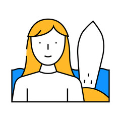 surfing female sport line icon vector. surfing female sport sign. isolated symbol illustration