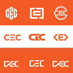 CEC UNIQUE AND MODERN LOGO DESIGN OF 9 DIFFERENT CONCEPT IN WHITE AND ORANGE COLOR
