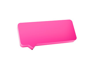 3d Glossy Pink Message Box Icon, Shiny Pink Chat Box Icon On white Background, 3d illustration
