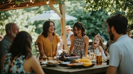 Obraz premium Friends Enjoying Outdoor Dinner Party