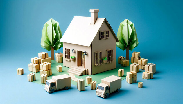 Pakete vor und im Haus, und es wird immer mehr bestellt. Kaufrausch im Origami - Stil.