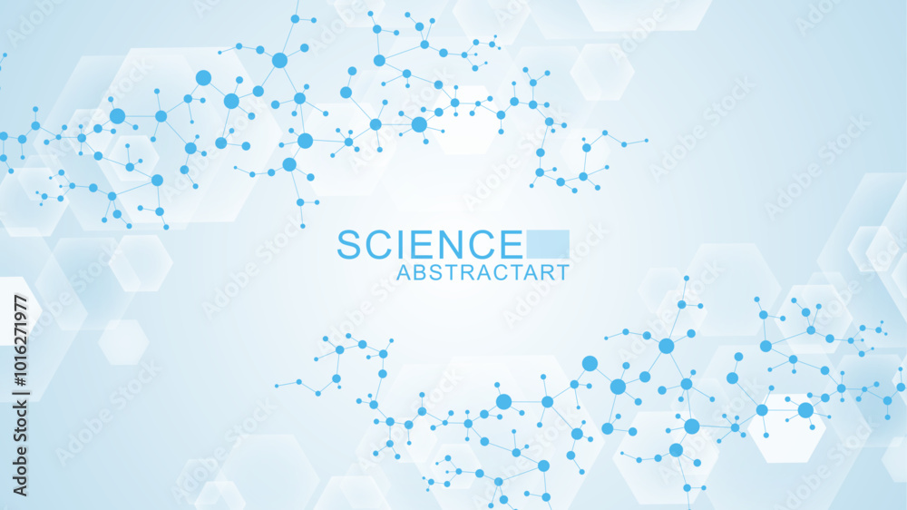 Canvas Prints modern abstract molecules structure for science or medical background. dna helix or atom visualizati