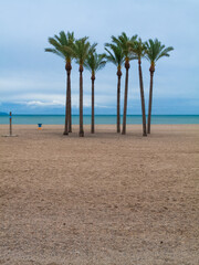 Paseo marítimo en Roquetas de Mar, Almería, Andalucía, España.