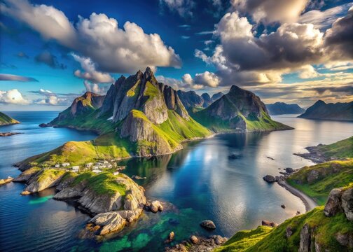 Breathtaking View from the Summit of Skrova Island in Lofoten - Nature's Majesty