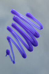 blond preserve purple shampoo on a mirror background with sky and clouds, 