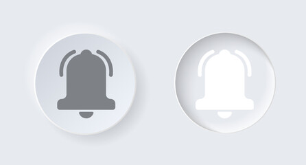 Neumorphic round on and off button for interface application or web design. Simple elegant luxury neumorphism trendy designs element UI components isolated on white background.	