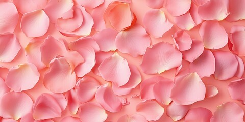 pink rose petals isolated on light pink background