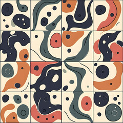 Fototapeta premium carpet or tile pattern 2D illustrator doodle wallpaper