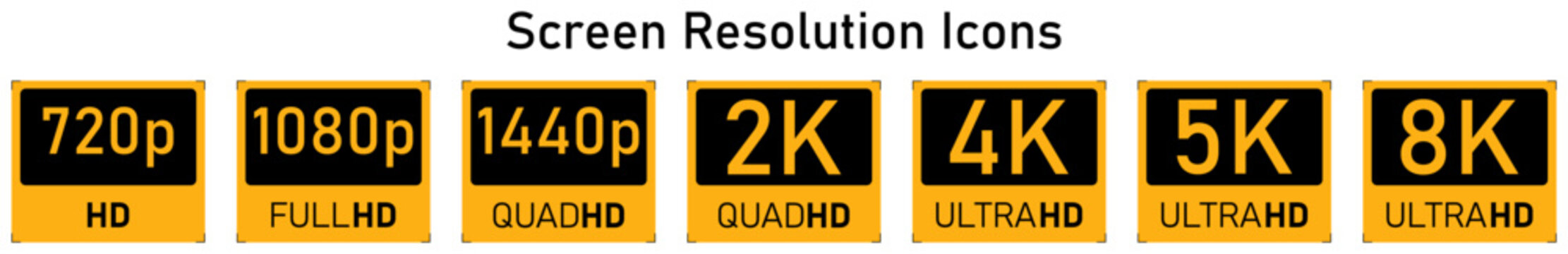 Screen resolution icons. Standard High-Definition (HD)