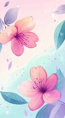 Delicate pink flowers and vibrant leaves bloom, hinting at the arrival of spring