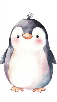 recommend clip art: Watercolor Penguin Illustration for Minimalist Design Generative AI
