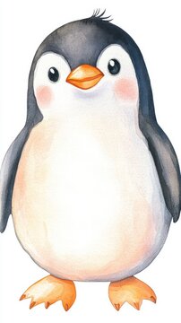 recommend clip art: Watercolor Penguin Illustration for Minimalist Design Generative AI
