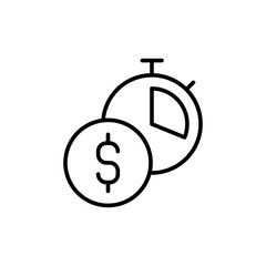 Time is money outline icons, minimalist vector illustration ,simple transparent graphic element .Isolated on white background
