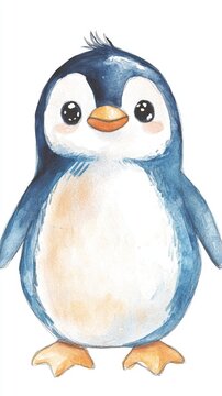 recommend clip art: Watercolor Penguin Illustration for Minimalist Design Generative AI