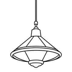Light fixture hanging from ceiling line art vector