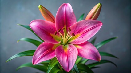 Naklejka premium High angle macro shot of a romantic pink lily isolated on white background