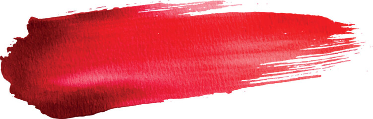 Red paint artistic dry brush stroke. Watercolor acrylic hand painted backdrop for print, web design and banners. Realistic vector background texture