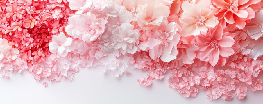 A harmonious blend of 3D flowers and watercolor textures, with soft, flowing petals in shades of pink, coral, and peach, creating a refined and elegant floral design for a wallpaper or background.