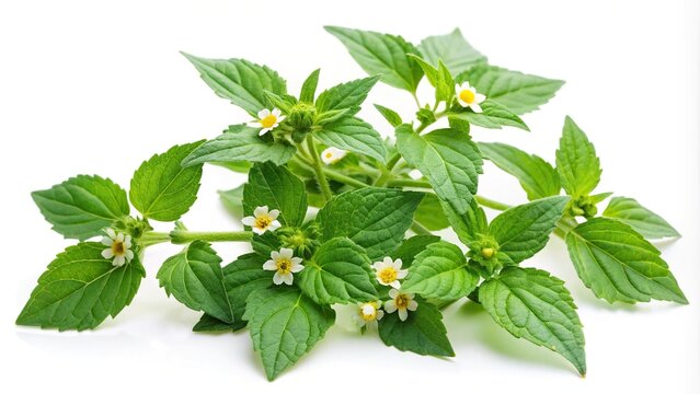 Medicinal plant Galinsoga or potato weed Galinsoga parviflora isolated on white background Close-Up