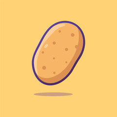 Single Brown Potato Illustration On Yellow Background