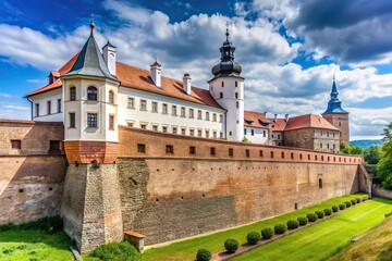 Fototapeta premium medieval castle walls with towers in Hradec nad Moravici, Czech Republic