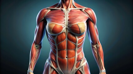 Detailed illustration of the female torso, highlighting the obliques muscles, showcasing the external and internal abdominal anatomy in a precise and informative visual representation.