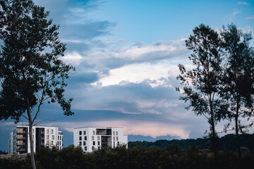 sunset over the city