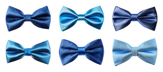 blue bow tie isolated on a transparent or white background, cut-out, PNG